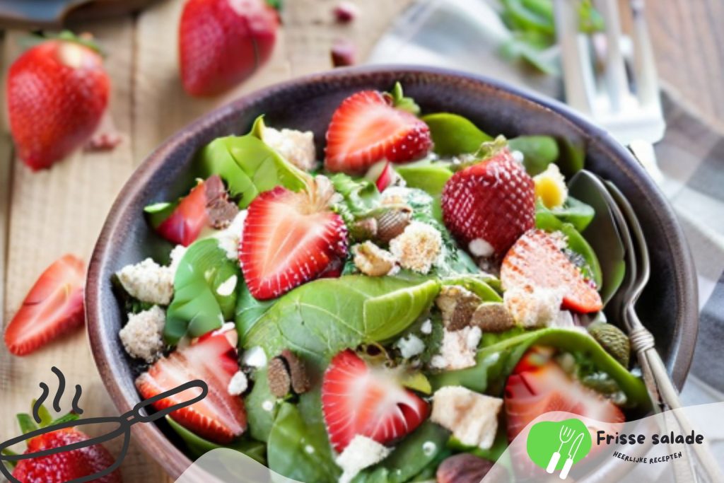 Spinazie salade met aardbeien en feta